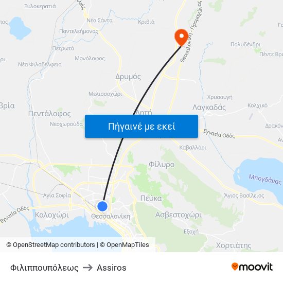 Φιλιππουπόλεως to Assiros map