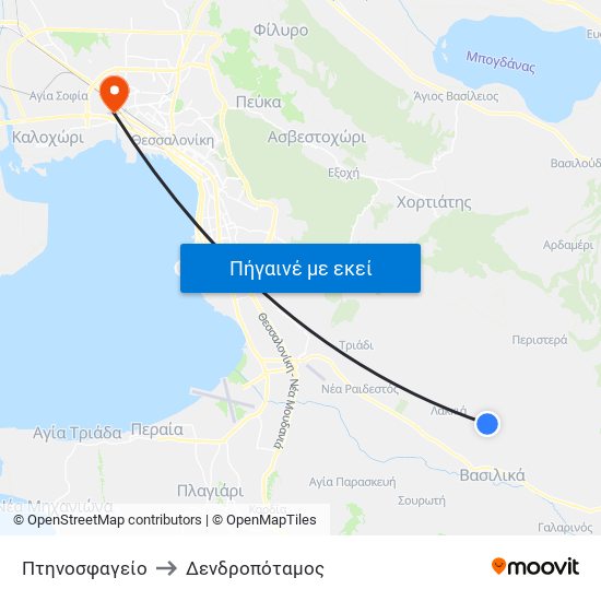 Πτηνοσφαγείο to Δενδροπόταμος map
