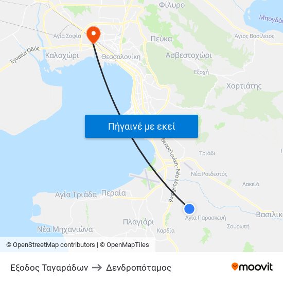 Έξοδος Ταγαράδων to Δενδροπόταμος map