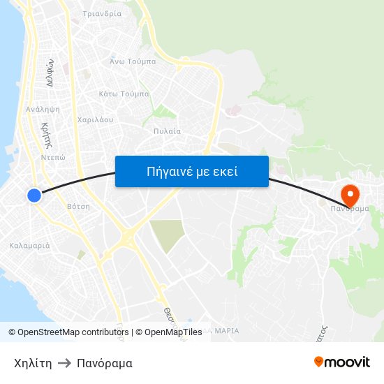 Χηλίτη to Πανόραμα map