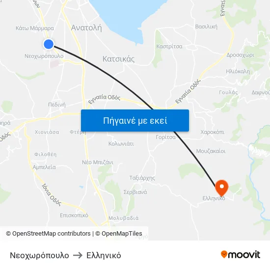 Νεοχωρόπουλο to Ελληνικό map