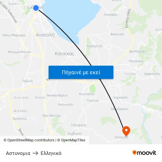 Αστυνομία to Ελληνικό map