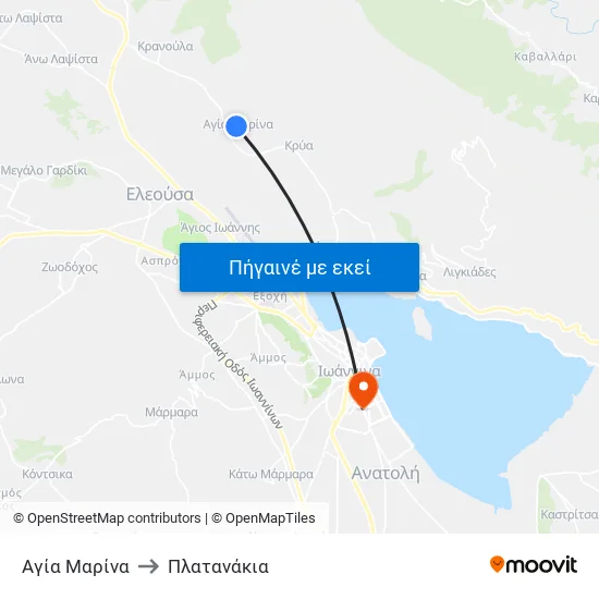 Αγία Μαρίνα to Πλατανάκια map