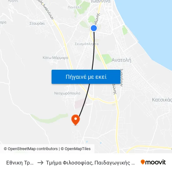 Εθνική Τράπεζα to Τμήμα Φιλοσοφίας, Παιδαγωγικής Και Ψυχολογίας map