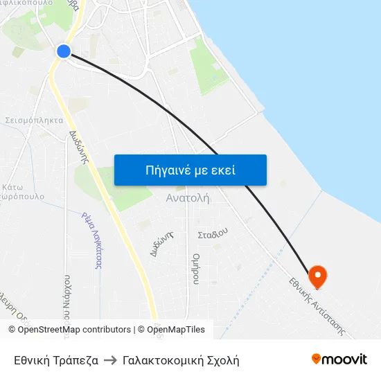 Εθνική Τράπεζα to Γαλακτοκομική Σχολή map