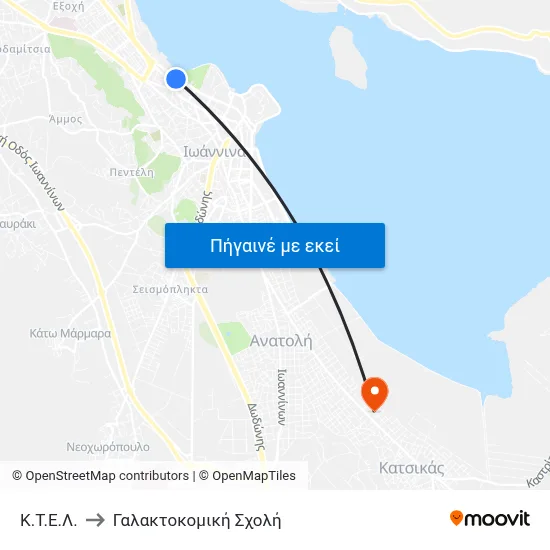 Κ.Τ.Ε.Λ. to Γαλακτοκομική Σχολή map