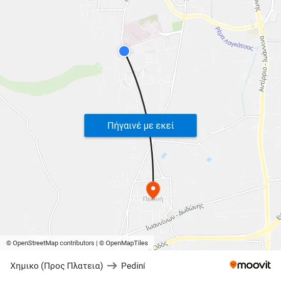 Χημικό to Pediní map