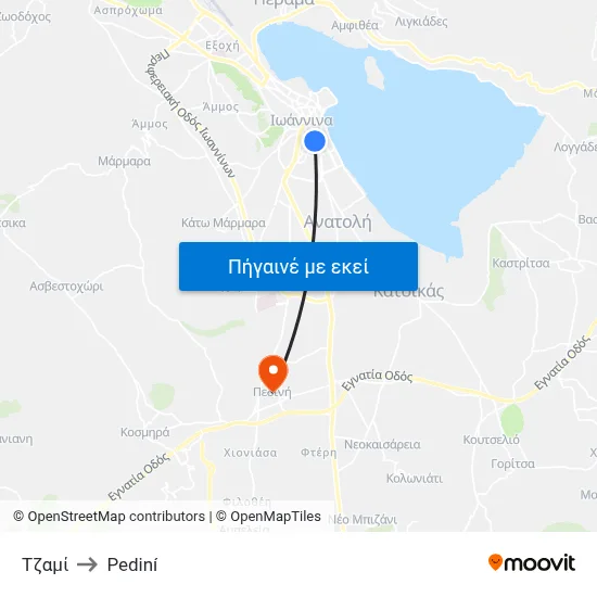 Τζαμί to Pediní map