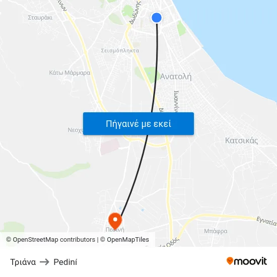 Τριάνα to Pediní map