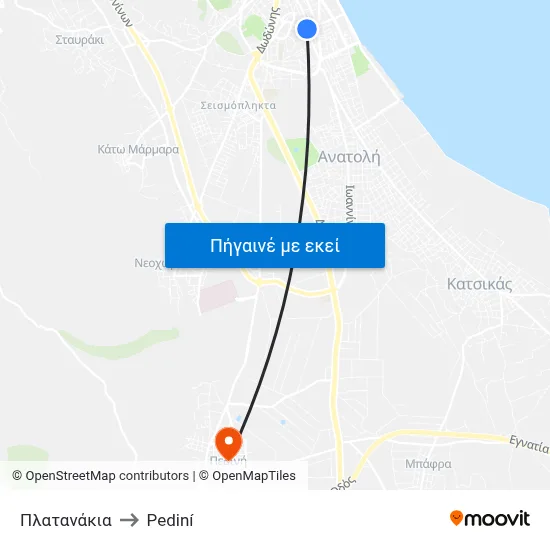 Πλατανάκια to Pediní map