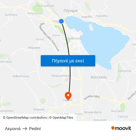 Λεμονιά to Pediní map