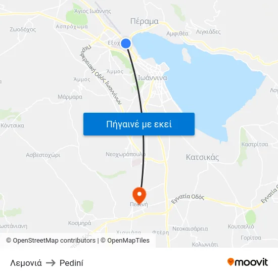 Λεμονιά to Pediní map