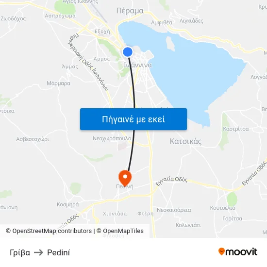 Γρίβα to Pediní map