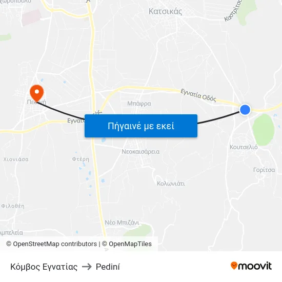 Κόμβος Εγνατίας to Pediní map