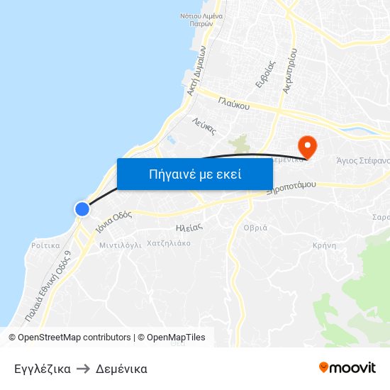 Εγγλέζικα to Δεμένικα map