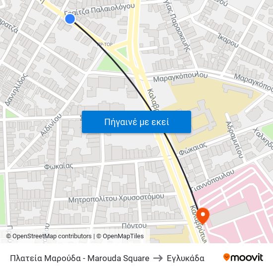 Πλατεία Μαρούδα - Marouda Square to Εγλυκάδα map