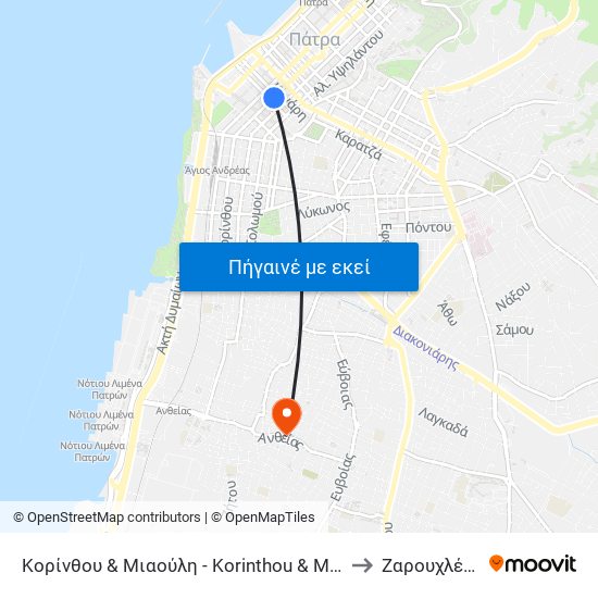 Κορίνθου & Μιαούλη - Korinthou & Miaouli to Ζαρουχλέικα map