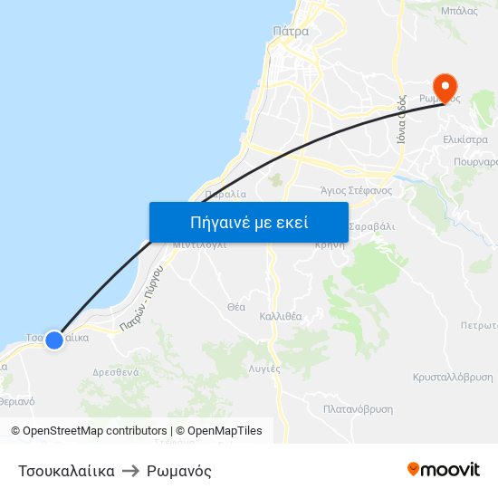 Τσουκαλαίικα to Ρωμανός map