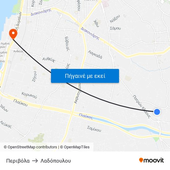 Περιβόλα to Λαδόπουλου map