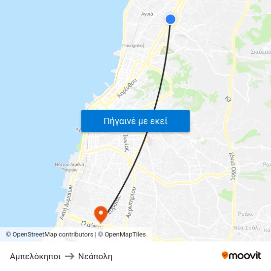 Αμπελόκηποι to Νεάπολη map