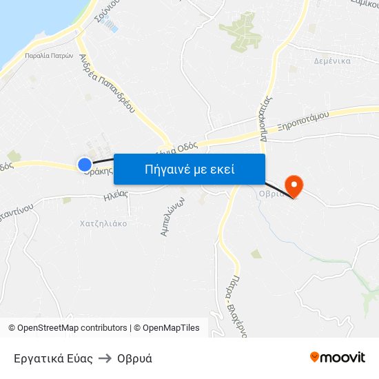 Εργατικά Εύας to Οβρυά map