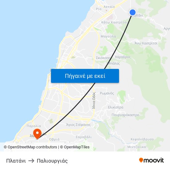 Πλατάνι to Παλιουργιάς map