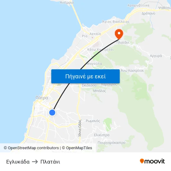 Εγλυκάδα to Πλατάνι map