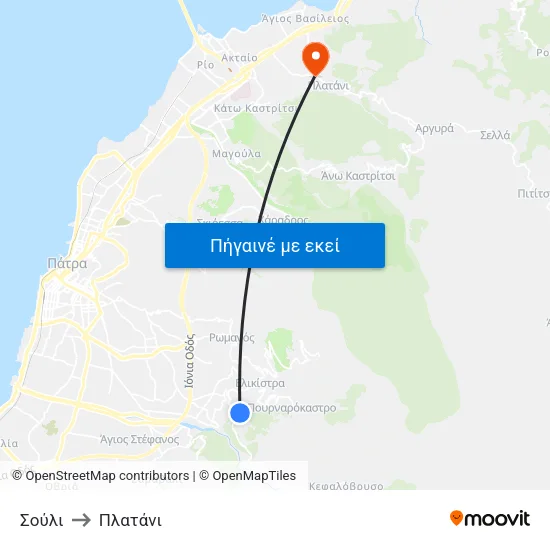 Σούλι to Πλατάνι map