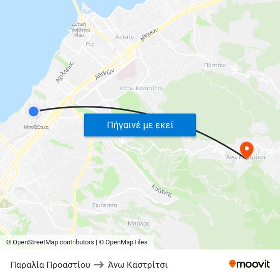 Παραλία Προαστίου to Άνω Καστρίτσι map