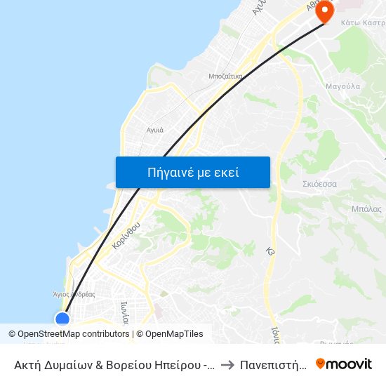 Ακτή Δυμαίων & Βορείου Ηπείρου - Akti Dimaion & Voreiou Ipeirou to Πανεπιστήμιο Πατρών map