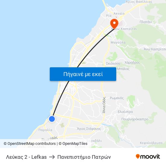 Λεύκας 2 - Lefkas to Πανεπιστήμιο Πατρών map