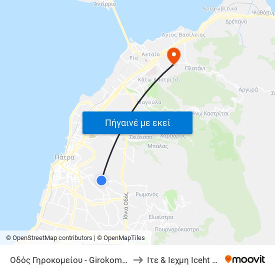 Οδός Γηροκομείου - Girokomeiou Road to Ιτε & Ιεχμη Iceht & Forth map