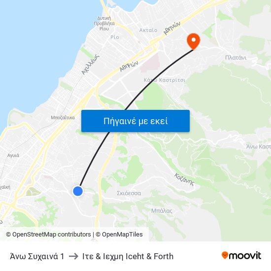 Άνω Συχαινά 1 to Ιτε & Ιεχμη Iceht & Forth map