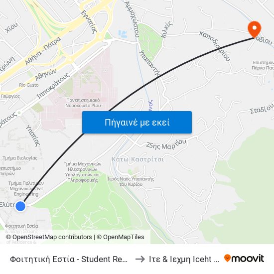 Φοιτητική Εστία - Student Residence Hall to Ιτε & Ιεχμη Iceht & Forth map