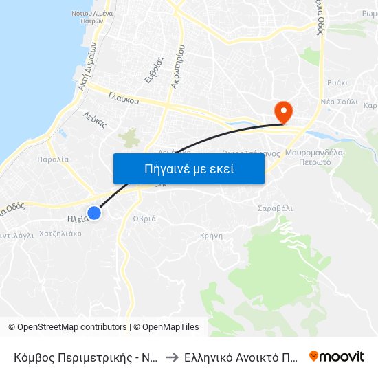 Κόμβος Περιμετρικής - Node Of Perimeter Road to Ελληνικό Ανοικτό Πανεπιστήμιο ""Εαπ"" map