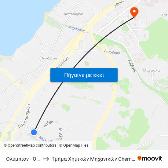 Ολύμπιον - Olympion to Τμήμα Χημικών Μηχανικών Chemical Engineering map