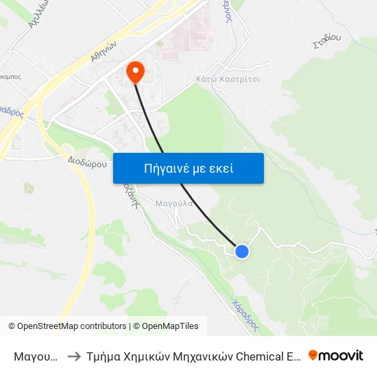 Μαγουλα 3 to Τμήμα Χημικών Μηχανικών Chemical Engineering map