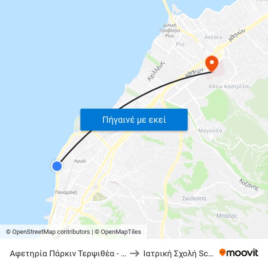 Αφετηρία Πάρκιν Τερψιθέα - Terpsithea Parking (Start) to Ιατρική Σχολή School Of Medicine map