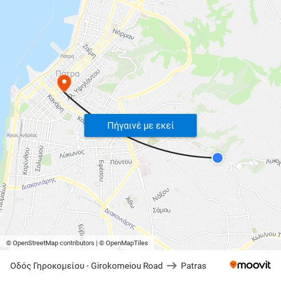 Οδός Γηροκομείου - Girokomeiou Road to Patras map