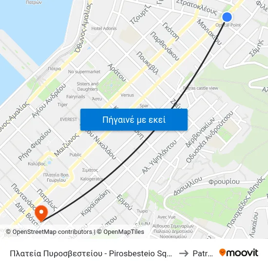 Πλατεία Πυροσβεστείου - Pirosbesteio Square to Patras map