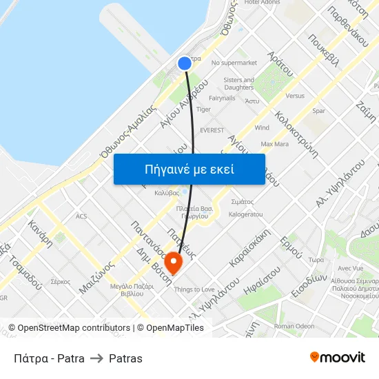 Πάτρα - Patra to Patras map