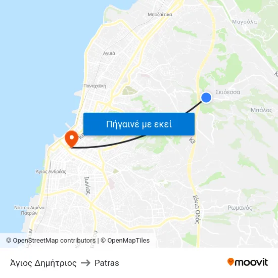 Άγιος Δημήτριος to Patras map
