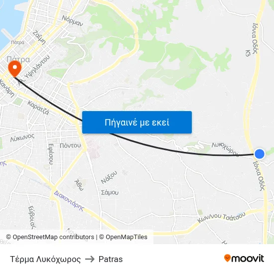 Τέρμα Λυκόχωρος to Patras map