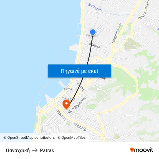 Παναχαϊκή to Patras map