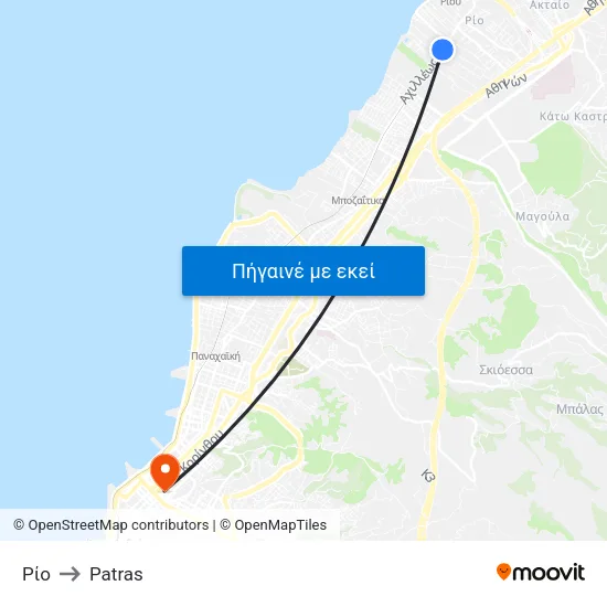 Ρίο to Patras map