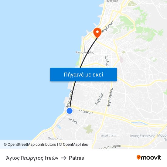 Άγιος Γεώργιος Ιτεών to Patras map