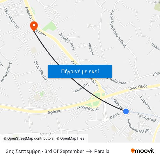 3ης Σεπτέμβρη - 3rd Of September to Paralía map