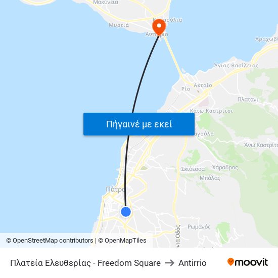 Πλατεία Ελευθερίας - Freedom Square to Antirrio map