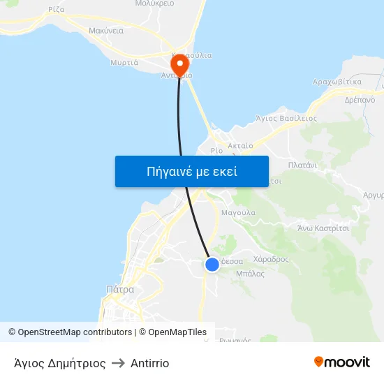 Άγιος Δημήτριος to Antirrio map