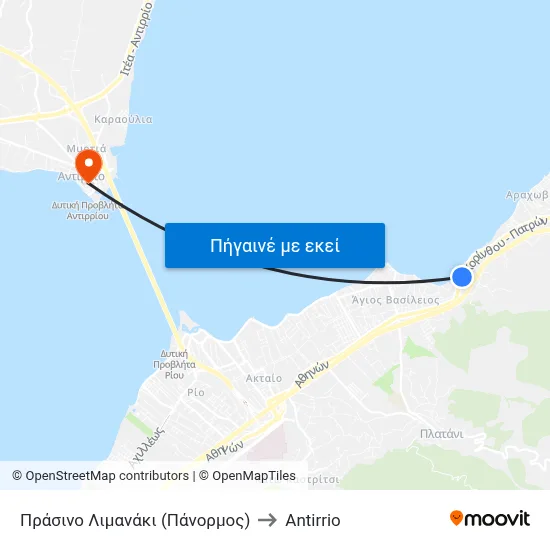 Πράσινο Λιμανάκι (Πάνορμος) to Antirrio map